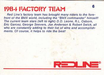1984 Donruss BMX #6 1984 Factory Team Back